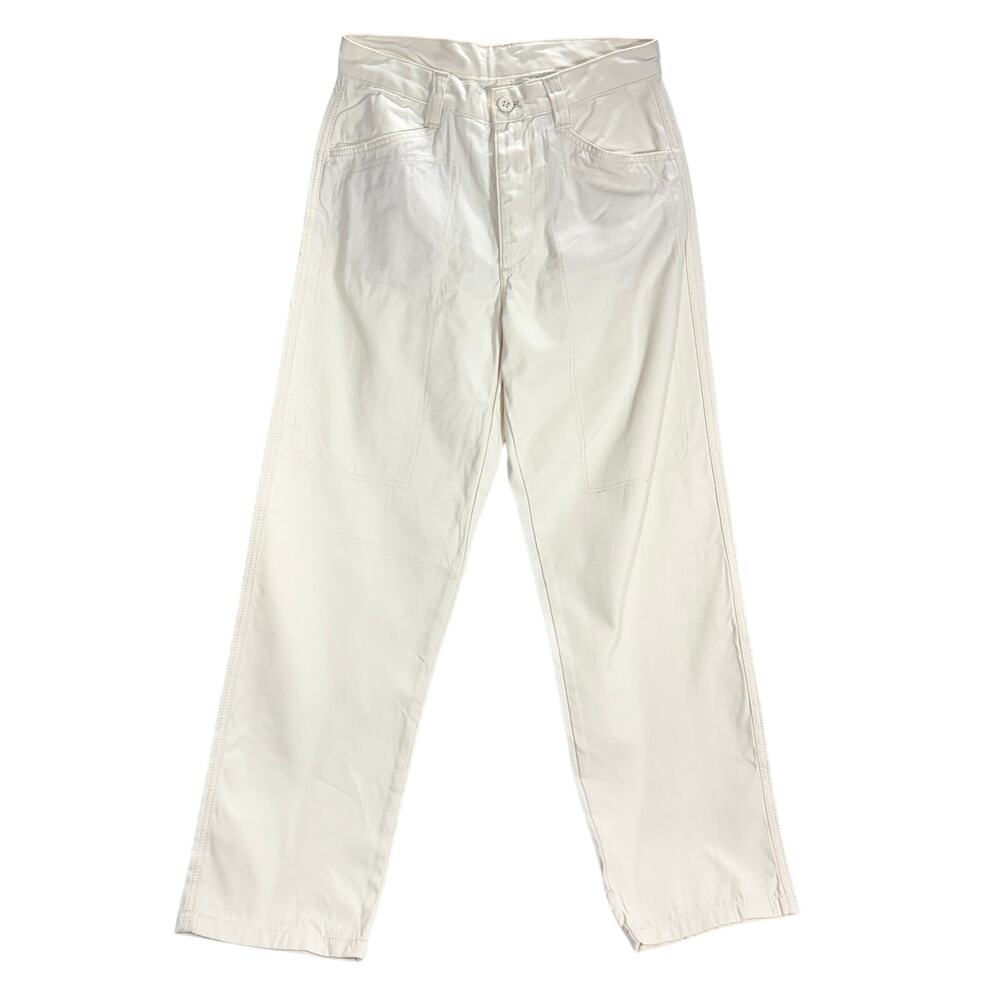 ZARA Women's Ivory High Rise Straight Leg Carpenter Twill Cotton Pants US 30